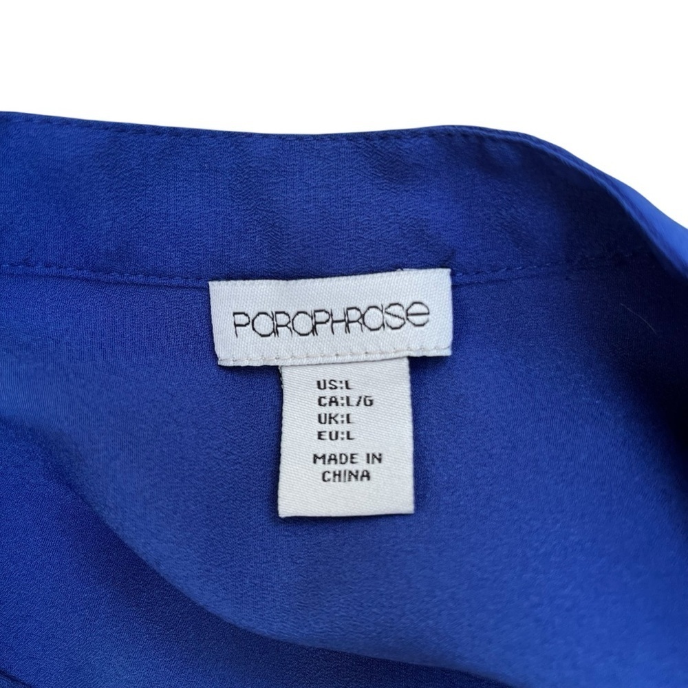 Paraphrase Women’s Large Blue Polyester Top Shirt Loose Fit Button Faux Pocket - Picture 7 of 8